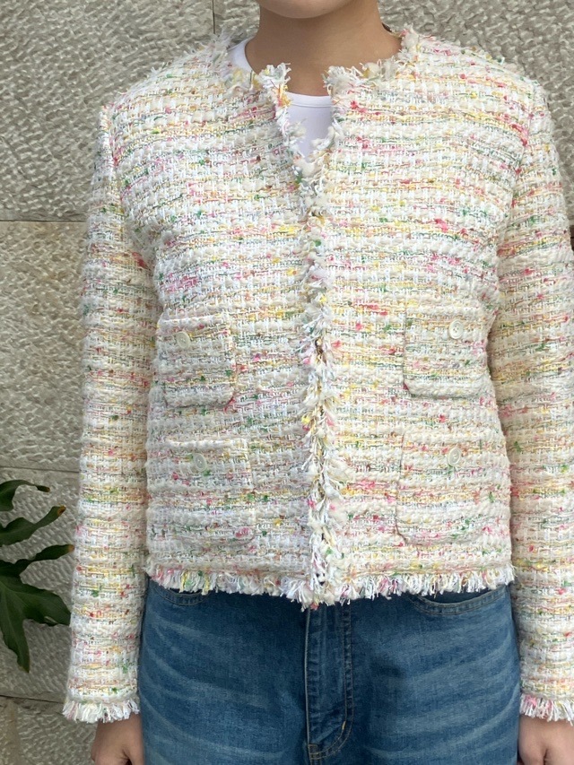 BEATINGHEART　ツィ―ド襟なしジャケット  BJ001M1  OFF WHITE（M2）MIXカラー    ビーティングハート