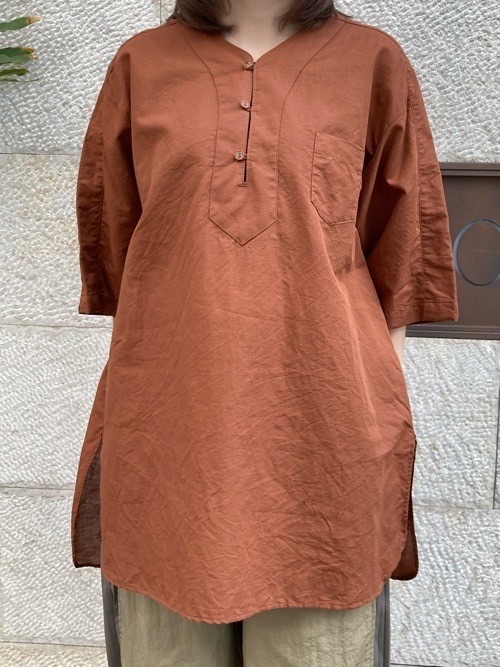 WhiteMountaineering SKIPPER COLLAR SHIRT スキッパー カラーシャツ BROWN/NAVY/IVORY WM2371113 ホワイトマウンテニアリング