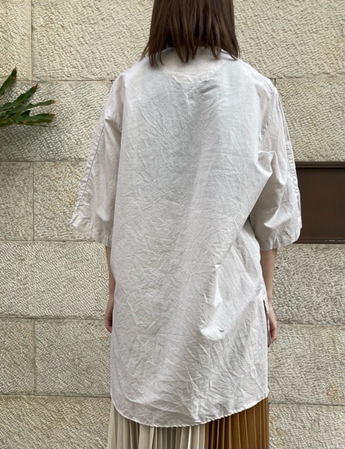 WhiteMountaineering SKIPPER COLLAR SHIRT スキッパー カラーシャツ BROWN/NAVY/IVORY WM2371113 ホワイトマウンテニアリング