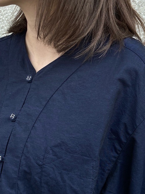 WhiteMountaineering SKIPPER COLLAR SHIRT スキッパー カラーシャツ BROWN/NAVY/IVORY WM2371113 ホワイトマウンテニアリング