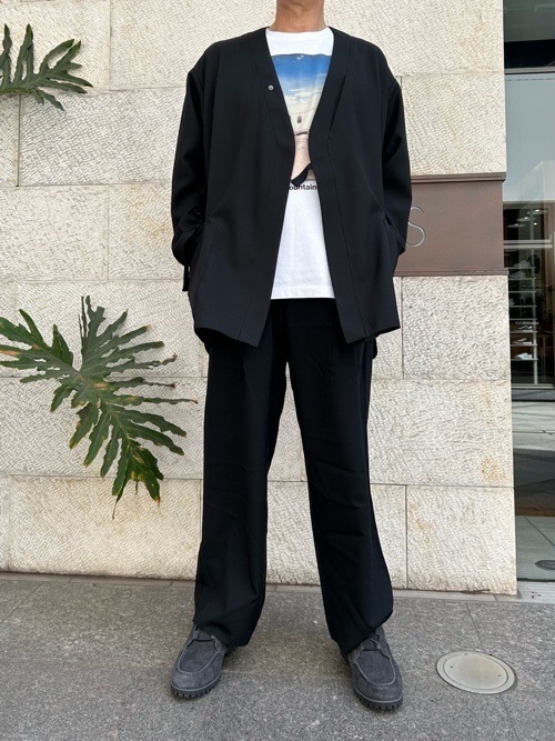 White Mountaineering ホワイトマウンテニアリング トロピカル ツータックパンツ BLACK WM2471401