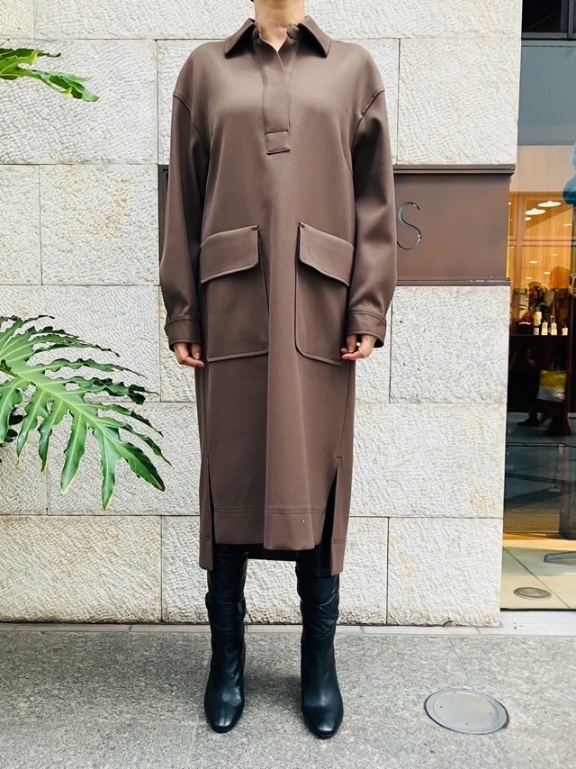 BEATING HEART ビーティングハート 　パッチポッケ付きウール　ワンピース　BROWN　BO00８K2