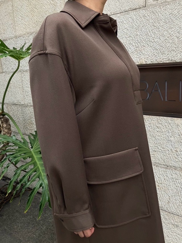 BEATING HEART ビーティングハート 　パッチポッケ付きウール　ワンピース　BROWN　BO00８K2