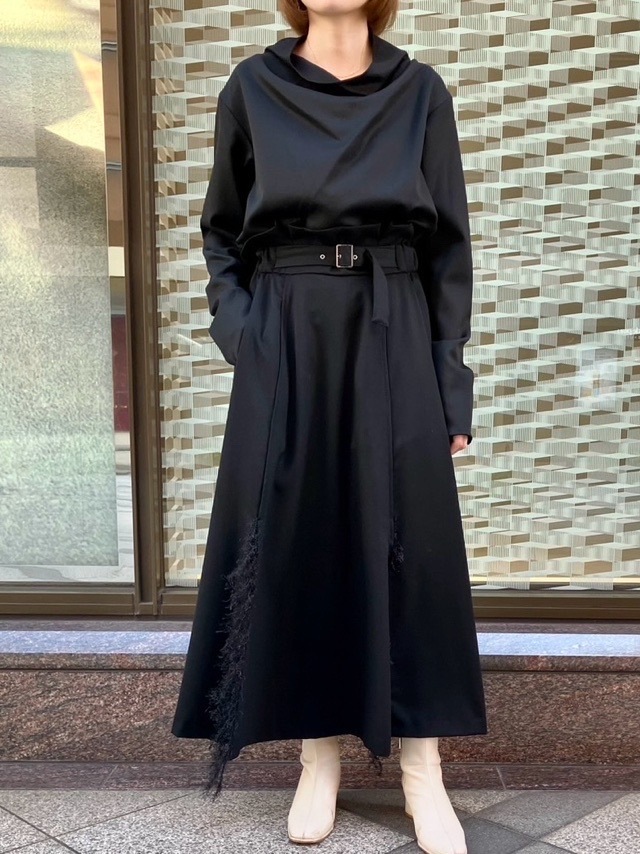 HARIKAE ハリカエ フリンジ付きスカート　BLACK/GRAY　H0426　