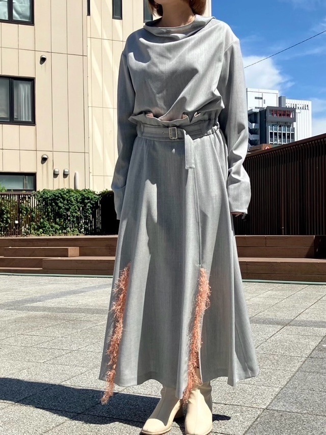 HARIKAE ハリカエ フリンジ付きスカート　BLACK/GRAY　H0426　