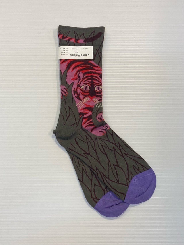 Bonne Maison　ボンヌ メゾン  Le Tigre  SOCKS ソックス　 KHAKI   TG101