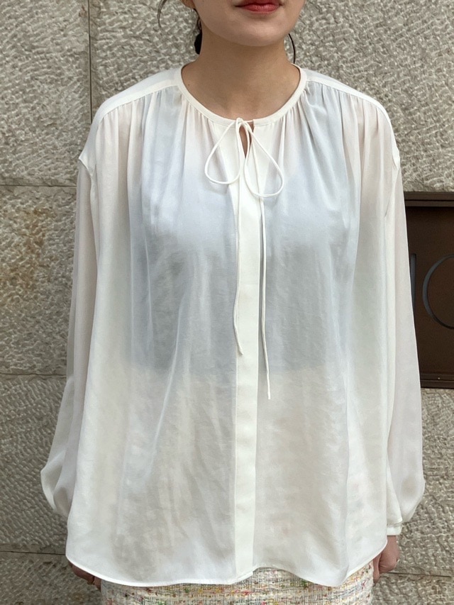 BEATINGHEART ジョウゼットギャザーブラウス BB004M1 OFF WHITE(N0)BLACK(N6)PINK(R4) ビーティングハート