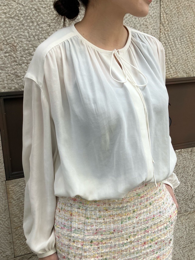 BEATINGHEART ジョウゼットギャザーブラウス BB004M1 OFF WHITE(N0)BLACK(N6)PINK(R4) ビーティングハート