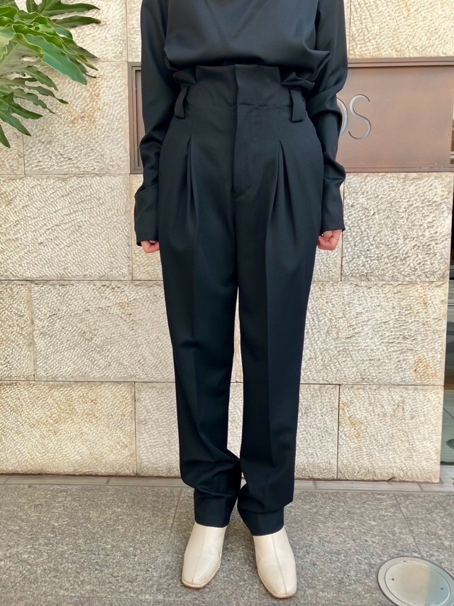 HARIKAE ハリカエ ハイウエストタックパンツ　BLACK/GRAY　H0428　