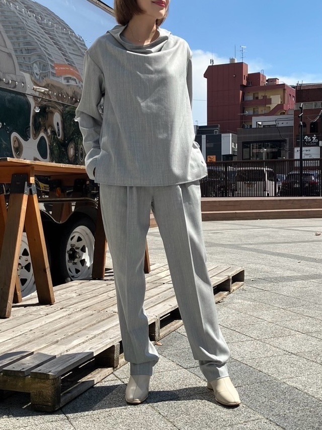 HARIKAE ハリカエ ハイウエストタックパンツ　BLACK/GRAY　H0428　