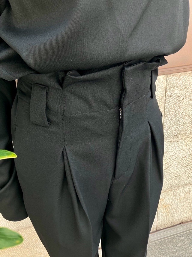 HARIKAE ハリカエ ハイウエストタックパンツ　BLACK/GRAY　H0428　