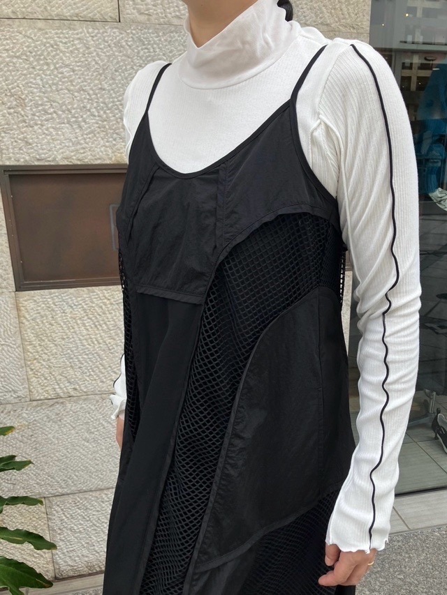 AULA AILA  アウラ アイラ　メッシュ コンビネーション ワンピース  1244-03001　L.GRAY/BLACK