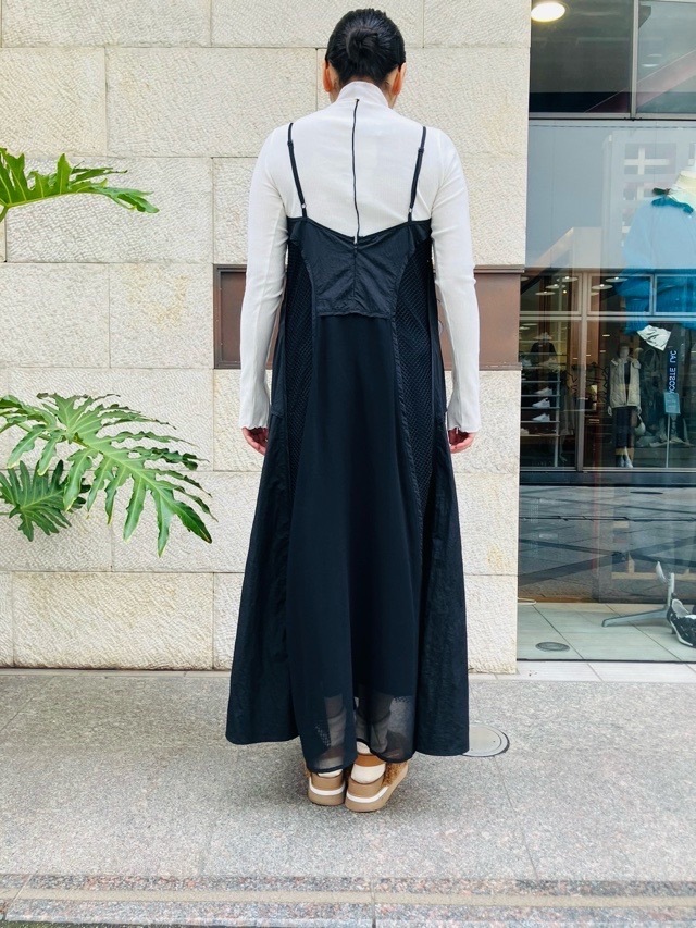 AULA AILA  アウラ アイラ　メッシュ コンビネーション ワンピース  1244-03001　L.GRAY/BLACK