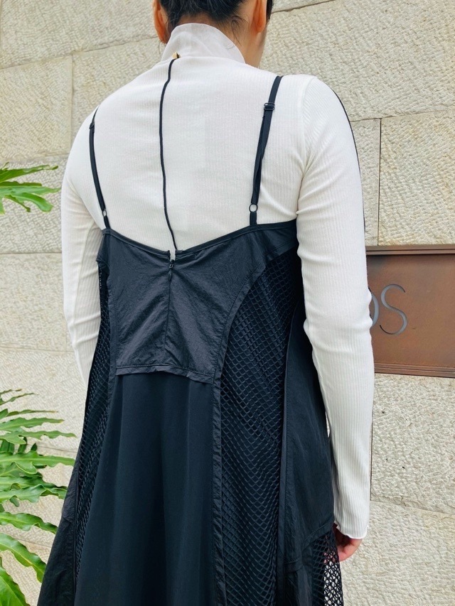 AULA AILA  アウラ アイラ　メッシュ コンビネーション ワンピース  1244-03001　L.GRAY/BLACK