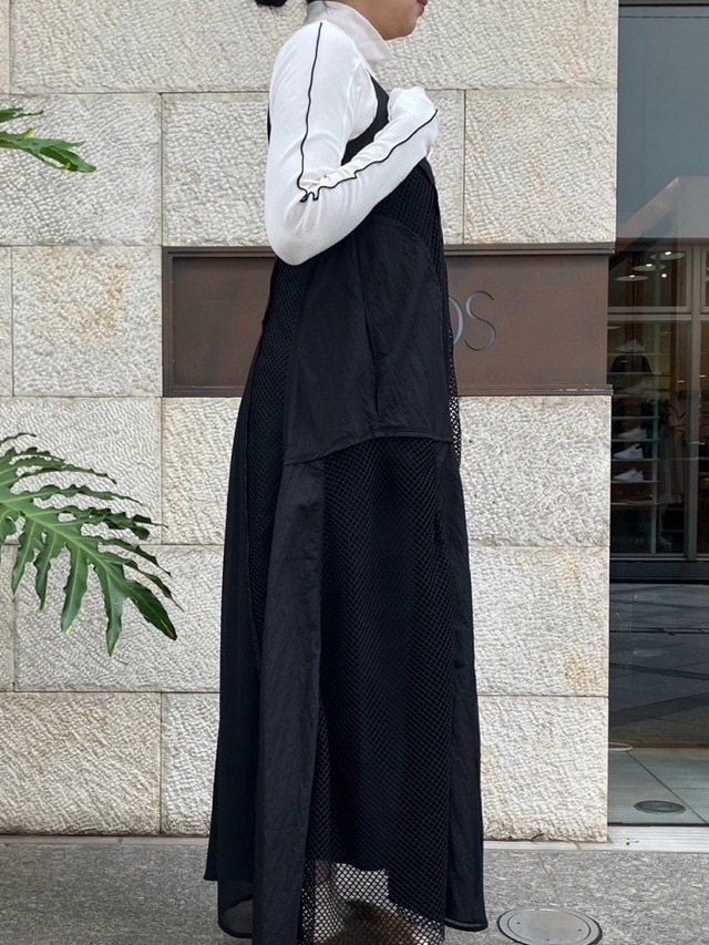 AULA AILA  アウラ アイラ　メッシュ コンビネーション ワンピース  1244-03001　L.GRAY/BLACK