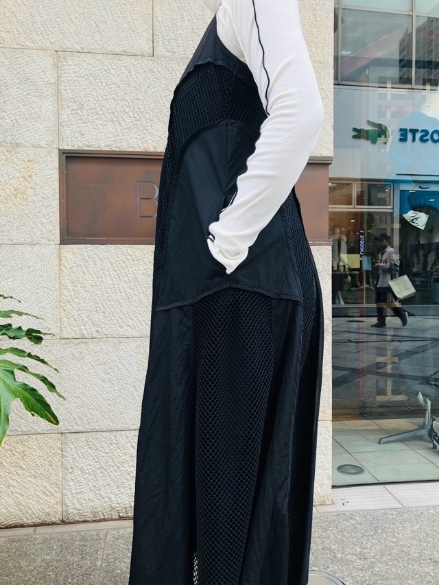 AULA AILA  アウラ アイラ　メッシュ コンビネーション ワンピース  1244-03001　L.GRAY/BLACK