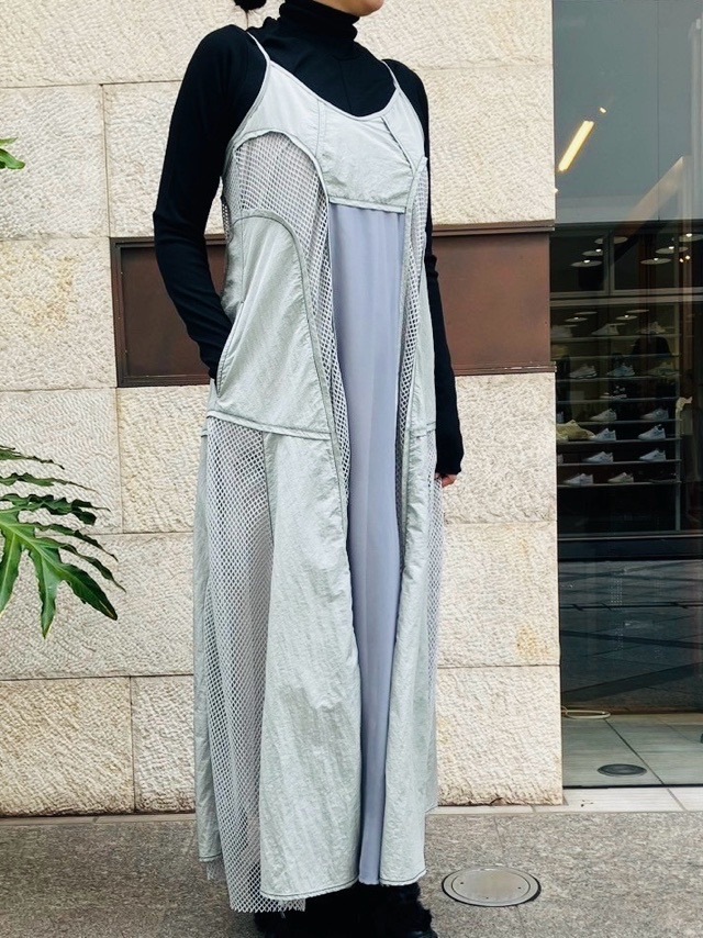 AULA AILA  アウラ アイラ　メッシュ コンビネーション ワンピース  1244-03001　L.GRAY/BLACK