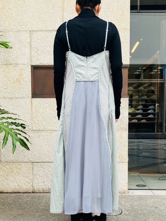 AULA AILA  アウラ アイラ　メッシュ コンビネーション ワンピース  1244-03001　L.GRAY/BLACK