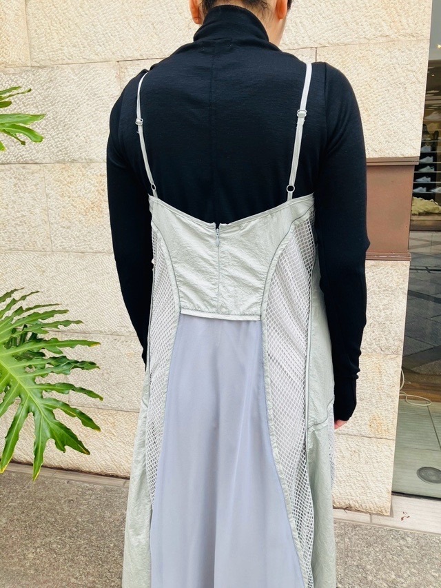 AULA AILA  アウラ アイラ　メッシュ コンビネーション ワンピース  1244-03001　L.GRAY/BLACK