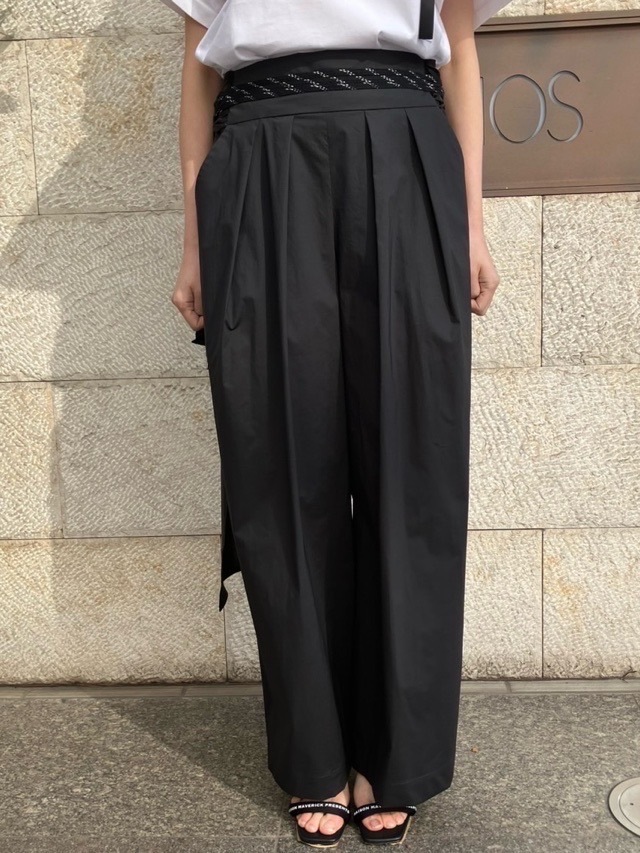 Harikae  H0448 ループベルト付きワイドパンツ　ハリカエ　BLUE/BLACK