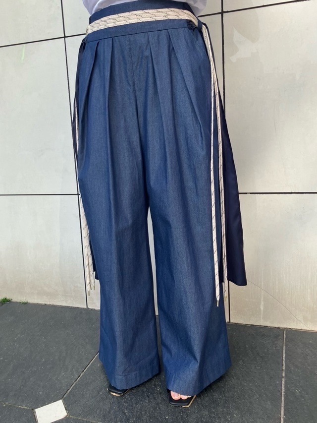 Harikae  H0448 ループベルト付きワイドパンツ　ハリカエ　BLUE/BLACK