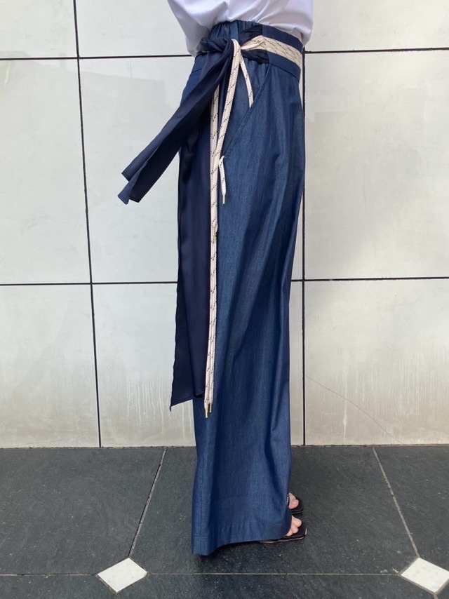 Harikae  H0448 ループベルト付きワイドパンツ　ハリカエ　BLUE/BLACK