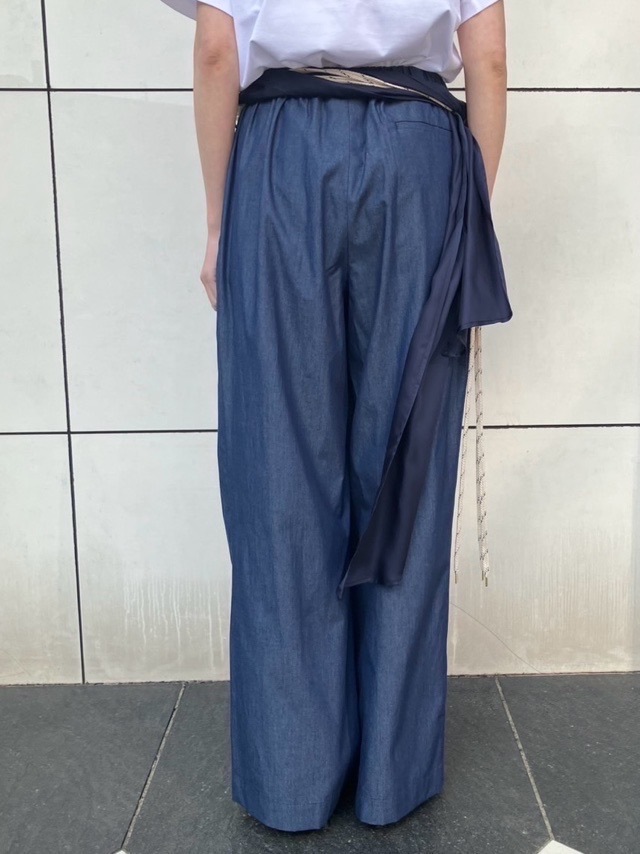 Harikae  H0448 ループベルト付きワイドパンツ　ハリカエ　BLUE/BLACK