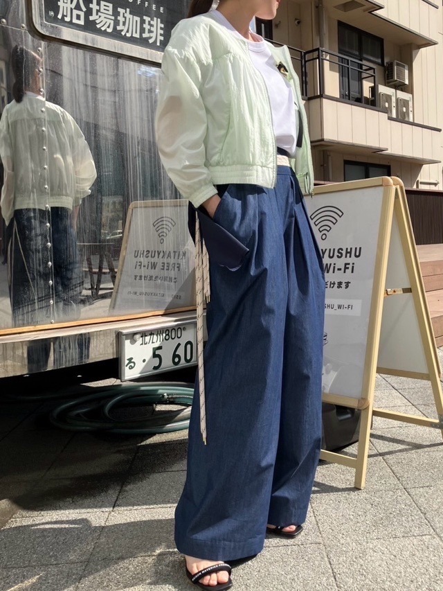 Harikae  H0448 ループベルト付きワイドパンツ　ハリカエ　BLUE/BLACK