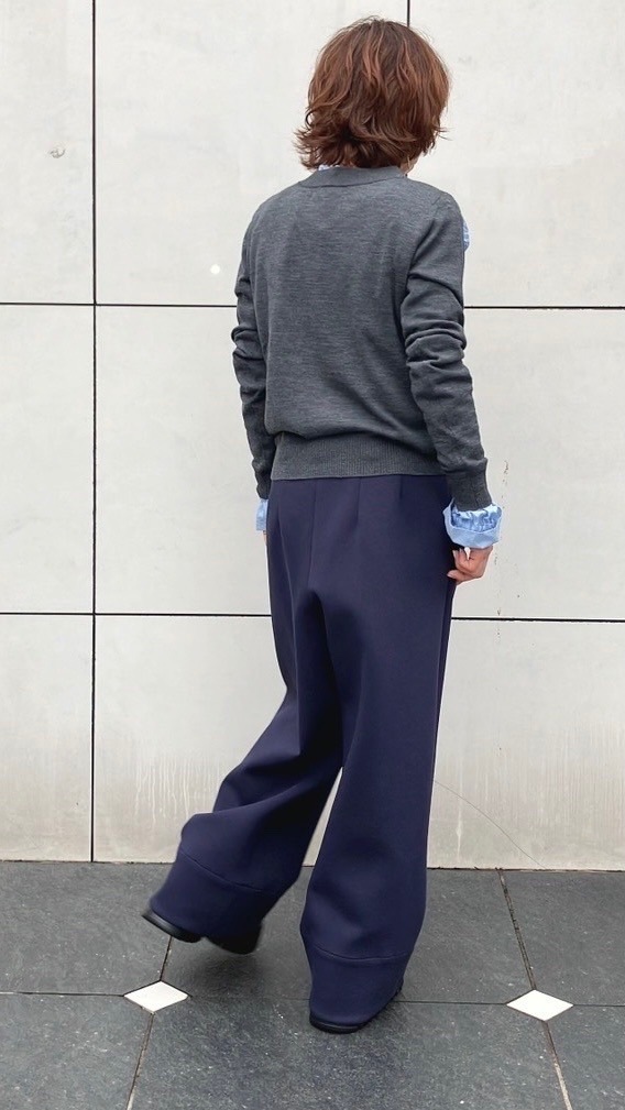 AKANE UTSUNOMIYA アカネ ウツノミヤ カッティング ウール ニット プルオーバー WAO-FK03-1002 CHARCOAL GRAY