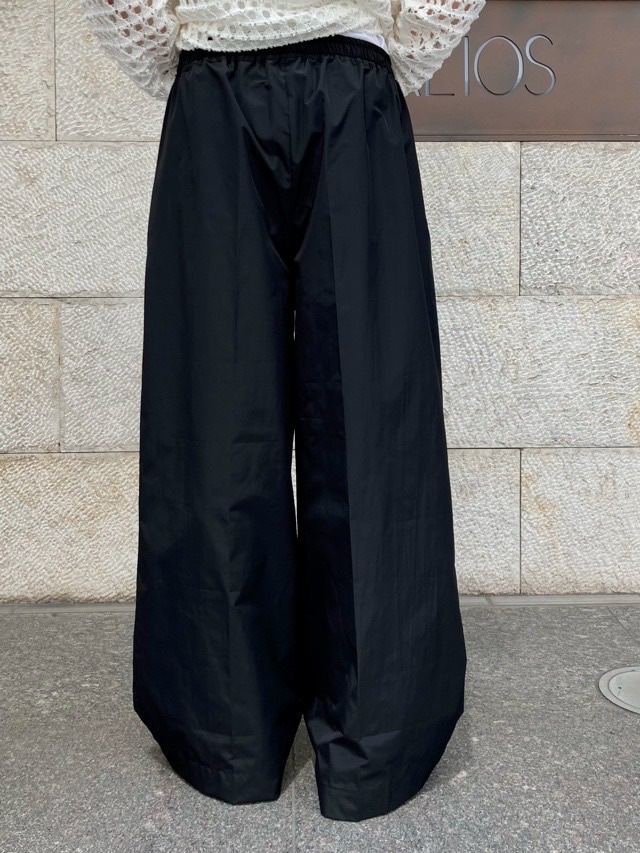 MELATO パンツ ウエスト紐 タフタワイドパンツ BLACK/BEIGE PL23SSPT1