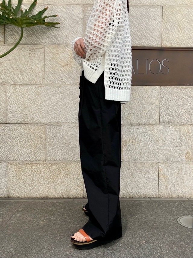 MELATO パンツ ウエスト紐 タフタワイドパンツ BLACK/BEIGE PL23SSPT1