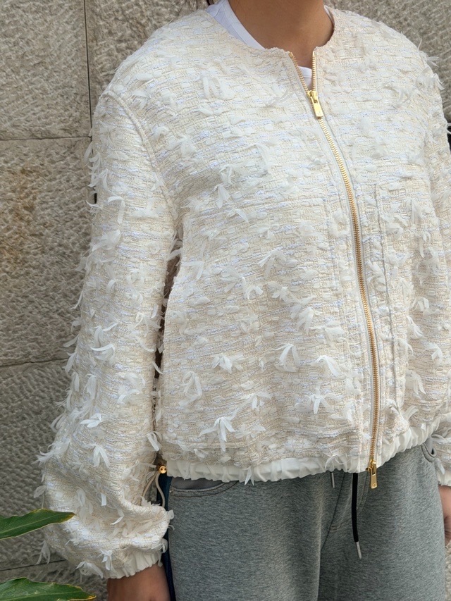 BEATINGHEART リボンヤーンツィ-ドジップアップジャケット BJ010M1 WHITE(M0) ビーティングハート