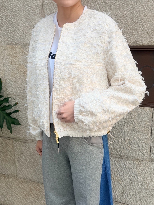 BEATINGHEART リボンヤーンツィ-ドジップアップジャケット BJ010M1 WHITE(M0) ビーティングハート