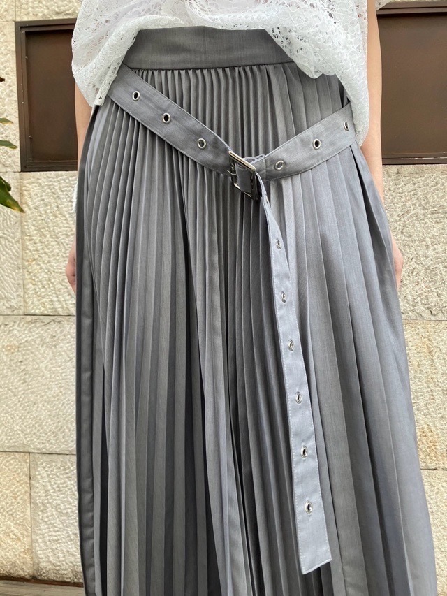 MAISON  MARVERICK  PRESENTS　ベルト付　プリーツスカート　GRAY/BLACK　MM5006　メゾンマ-ベリックプレゼンツ