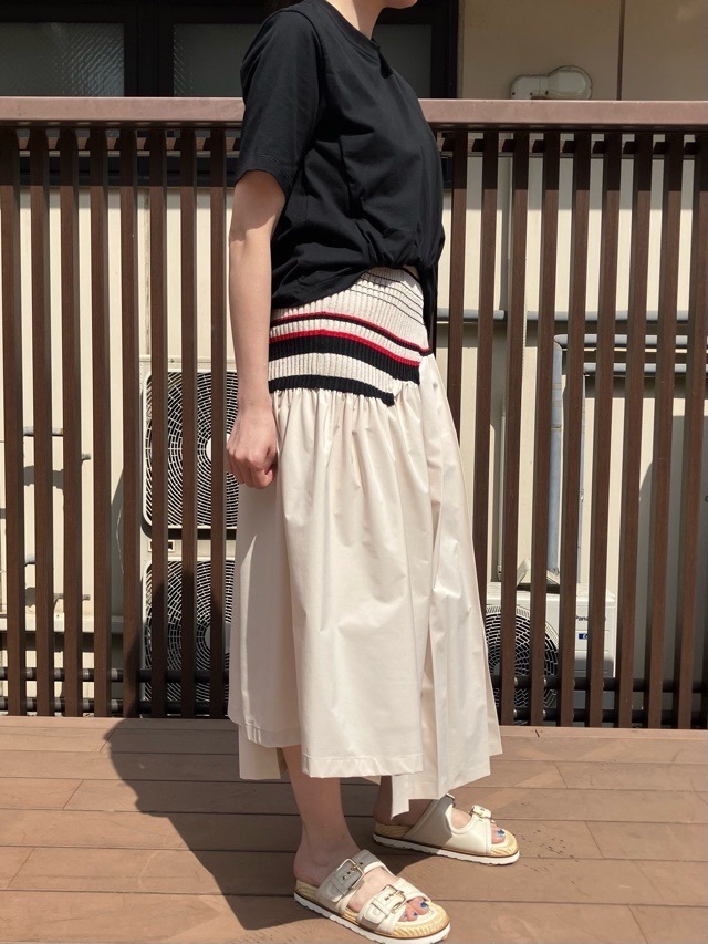 MSGM  ドレープ ディティール コットン ジャージー Tシャツ   3841MDM114   PINK (12) / BLACK (99)  エムエスジーエ