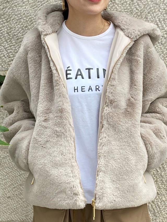 TATRAS　タトラス　エコファー フード付き ブルゾン  YUMOLA   LIGHT GRAY (08) / BLACK (01)　LJXA0039033588