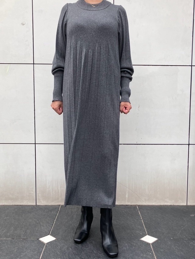 Harikae プリーツニットドレス H0456 ハリカエ GRAY