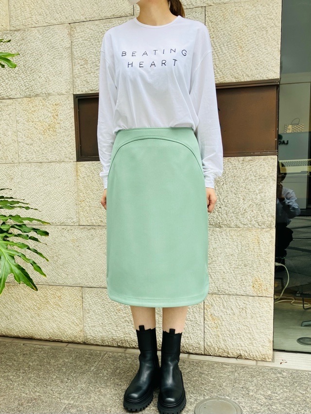 BEATINGHEART  ウール ポリエステル 膝丈スカート GREEN/GRAY/PINK　BS220K2　ビーティングハート