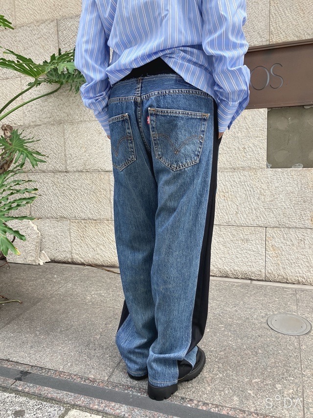 Ezumi エズミ リメイクデニムテーラ-ドパンツ YEAW25PA02 BLACK×INDIGO