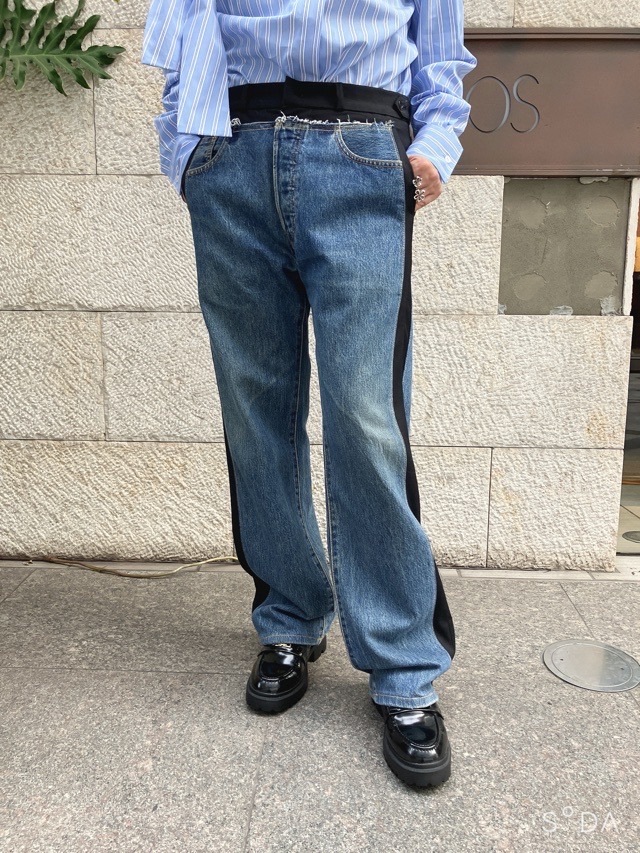 Ezumi エズミ リメイクデニムテーラ-ドパンツ YEAW25PA02 BLACK×INDIGO