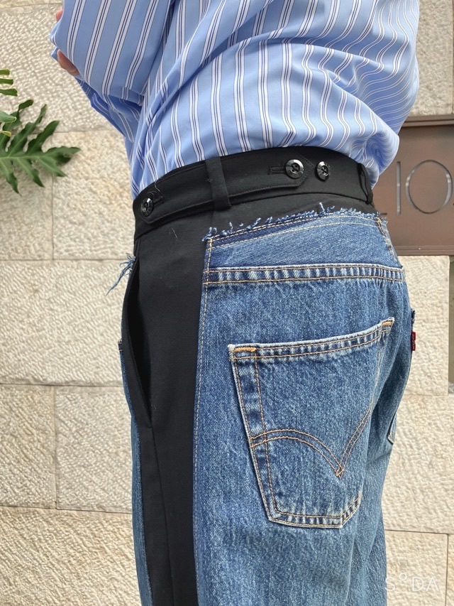 Ezumi エズミ リメイクデニムテーラ-ドパンツ YEAW25PA02 BLACK×INDIGO