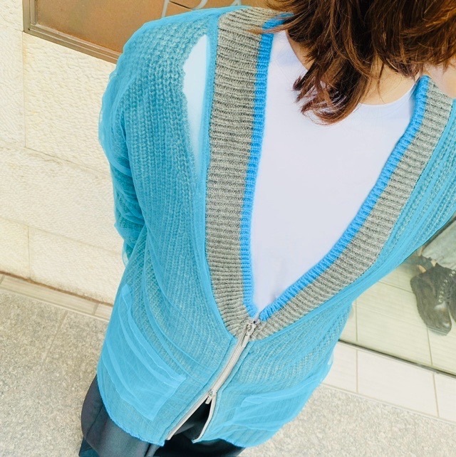 AULA AILA 　チュールニット レイヤード カーディガン　BLACK/GRAY　1244-09005  アウラ アイラ