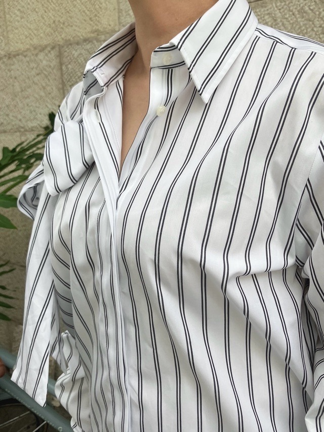 MSGM リボンストライプビッグシャツ 3941MDE06X SAXBLUE (82)WHITE(01) エムエスジーエム