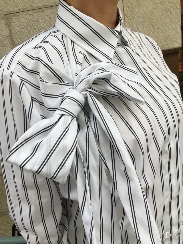 MSGM リボンストライプビッグシャツ 3941MDE06X SAXBLUE (82)WHITE(01) エムエスジーエム