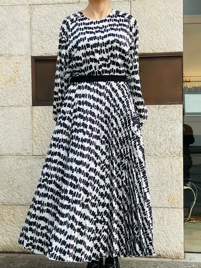 BEATING HEART　モノトーンプリントブラウス　BB005Ll　 ビーティングハート 　WHITE×BLACK柄