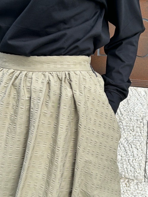 MSGM エムエスジーエム  綿　フレアスカート　BLACK/KHAKI　3641MDD27