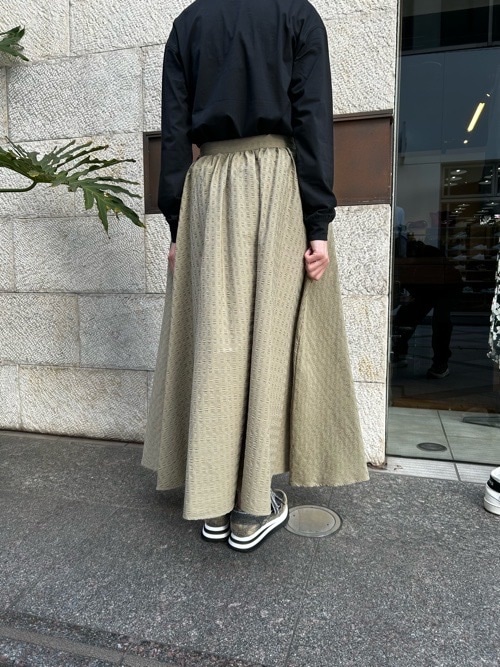 MSGM エムエスジーエム 綿 フレアスカート BLACK/KHAKI