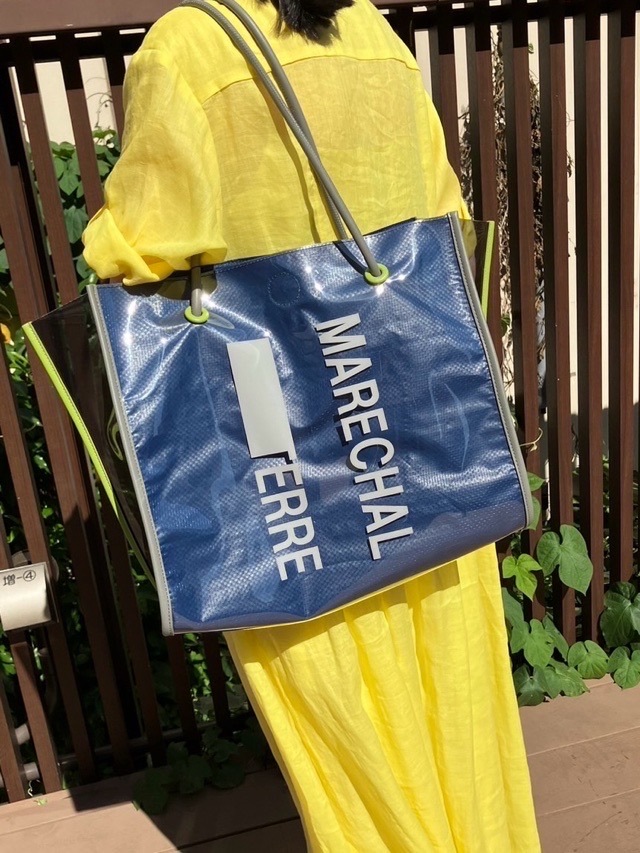 MARECHAL TERRE マルシャルテル  ネオプレーン PVC トートバッグ　　SILVER / BLUE   ZMT242BG136