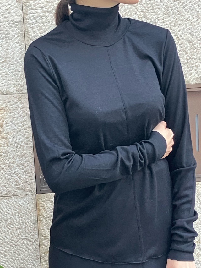 near.nippn ニア―ニッポン 932-2526 ウ-ル フライス ハイネック トップス レッド / チャコールグレー / ブラック