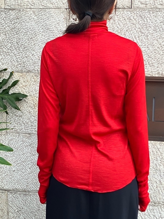 near.nippn ニア―ニッポン 932-2526 ウ-ル フライス ハイネック トップス レッド / チャコールグレー / ブラック